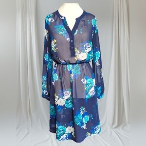 Old Navy Romantic Sheer Floral Overlay Dress